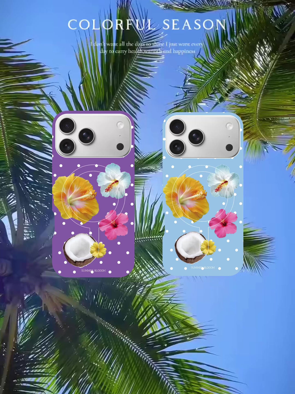 Tropical Floral & Polka Dot Phone Case Single Layer SB-IML-MagSafe