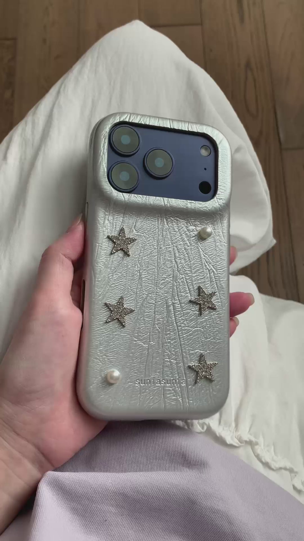 Silver Pearl&Stars Leather Phone Case-CC001PU