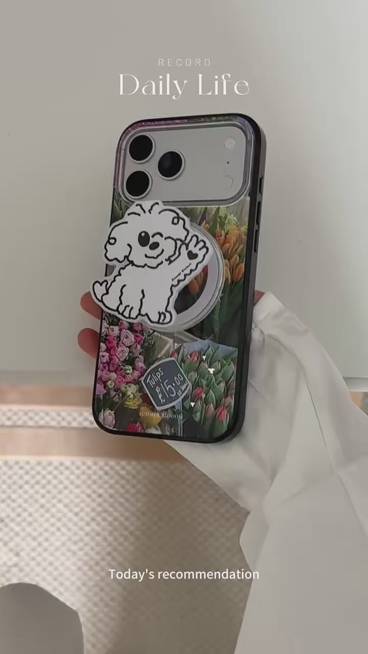 Mirror Star Tulip Print Magnetic Phone Case