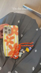 Orange Floral Striped Art Phone Case - Dural/single Layer - SB-IML