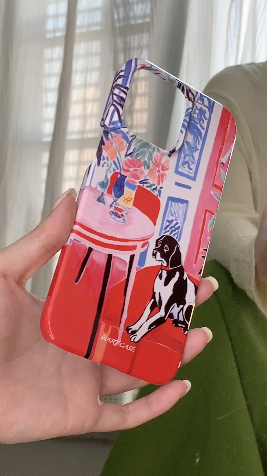 Artistic Red Couch Dog Phone Case Double-layer Film Print