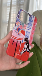 Artistic Red Couch Dog Phone Case Double-layer Film Print