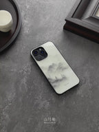 Ink Wash Zen Mountain Landscape Tempered Glass Phone Case-MH