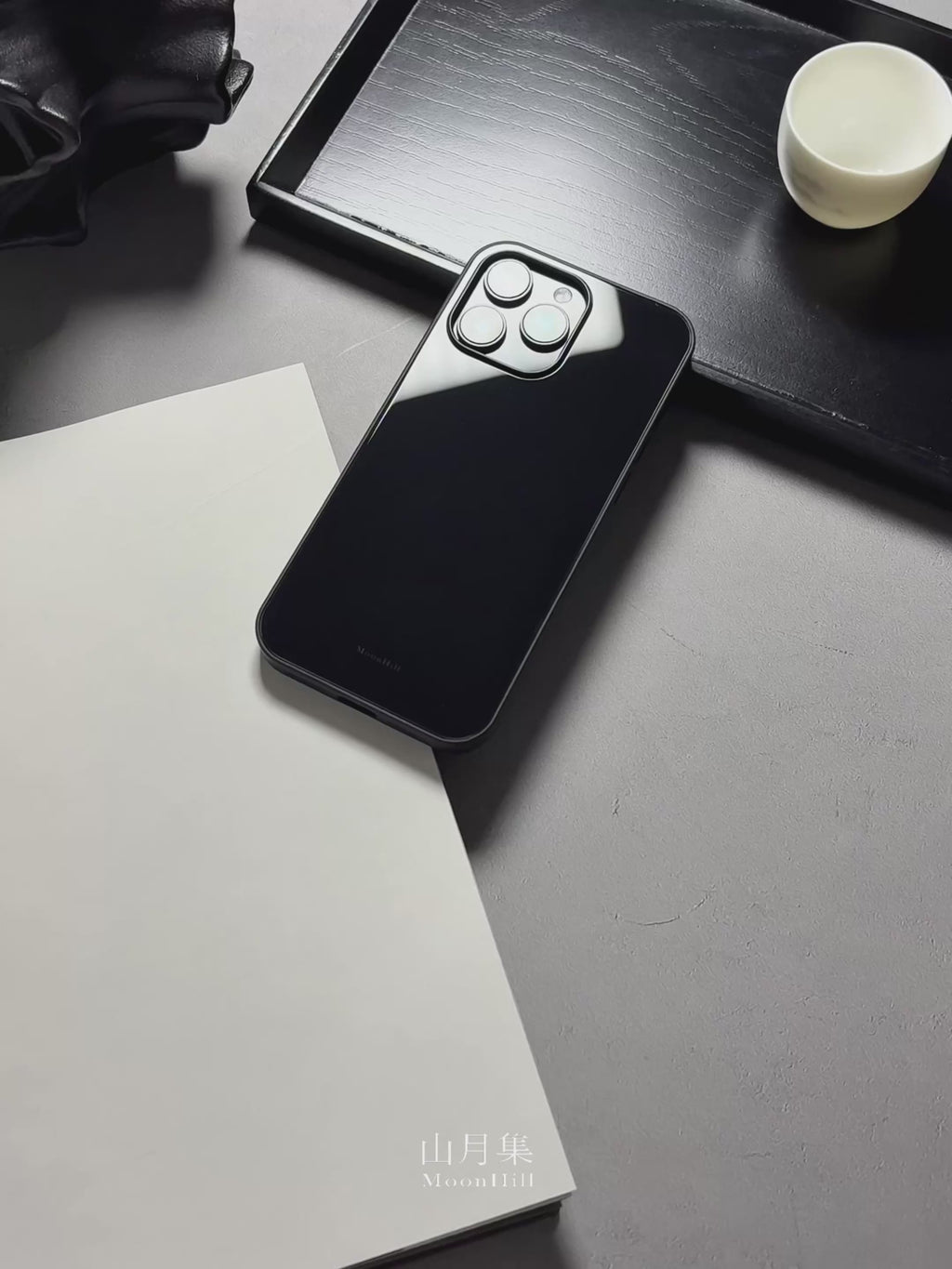 Minimalist Black Tempered Glass Phone Case-MH
