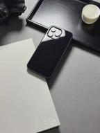 Minimalist Black Tempered Glass Phone Case-MH