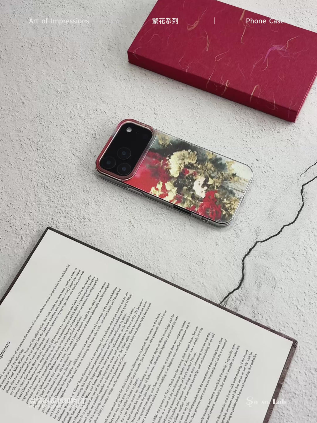 Artistic Metallic Luster Crimson & Gold Floral Phone Case Chinoiserie IMD-SSL