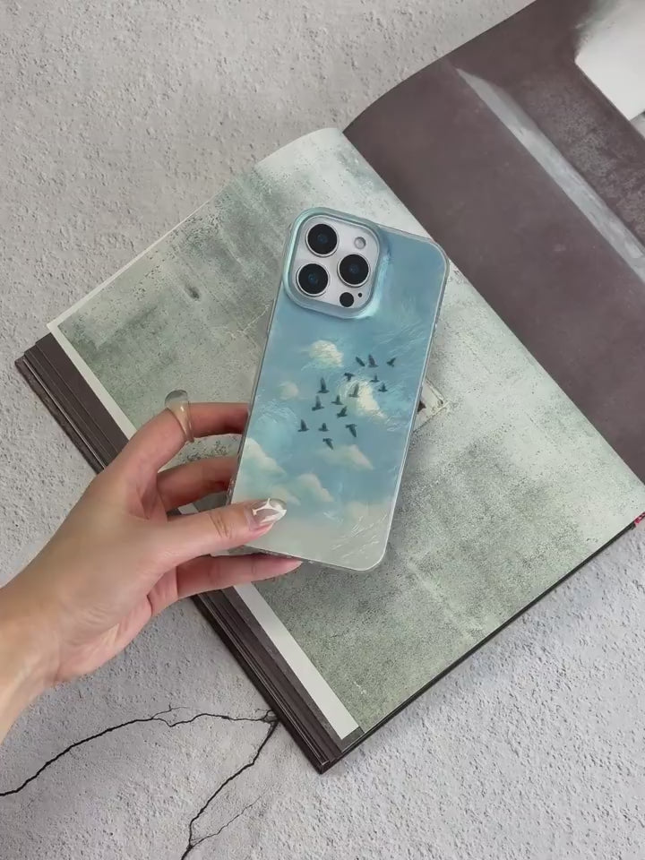 Artistic Metallic Luster Flying Birds Phone Case Chinoiserie IMD-SSL