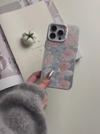 Artistic Floral Phone Case with Metallic Silver Accents-SSL