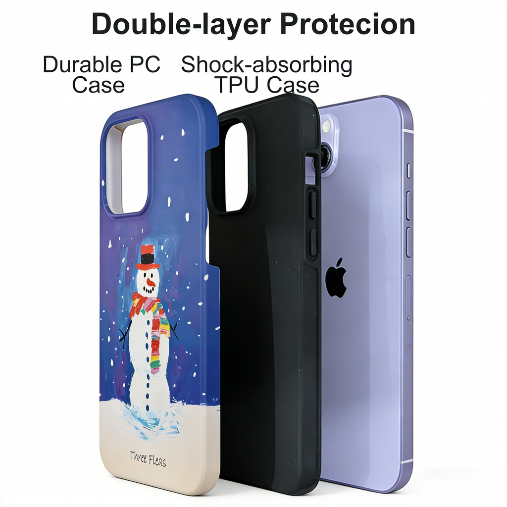Artistic Purple Snowman Phone Case Double-layer Film Print