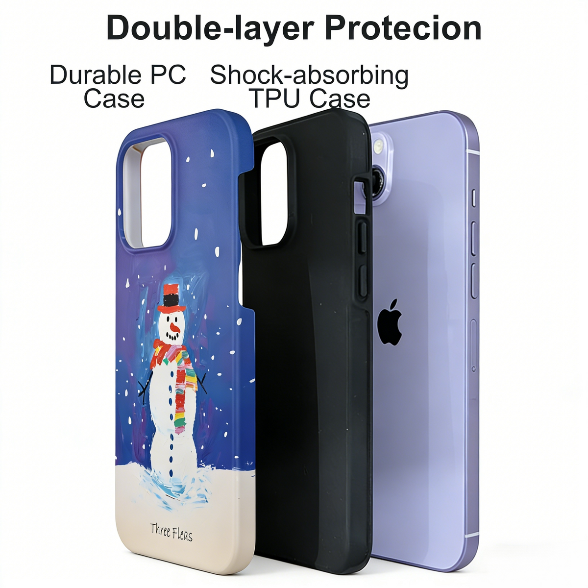 Artistic Purple Snowman Phone Case Double-layer Film Print