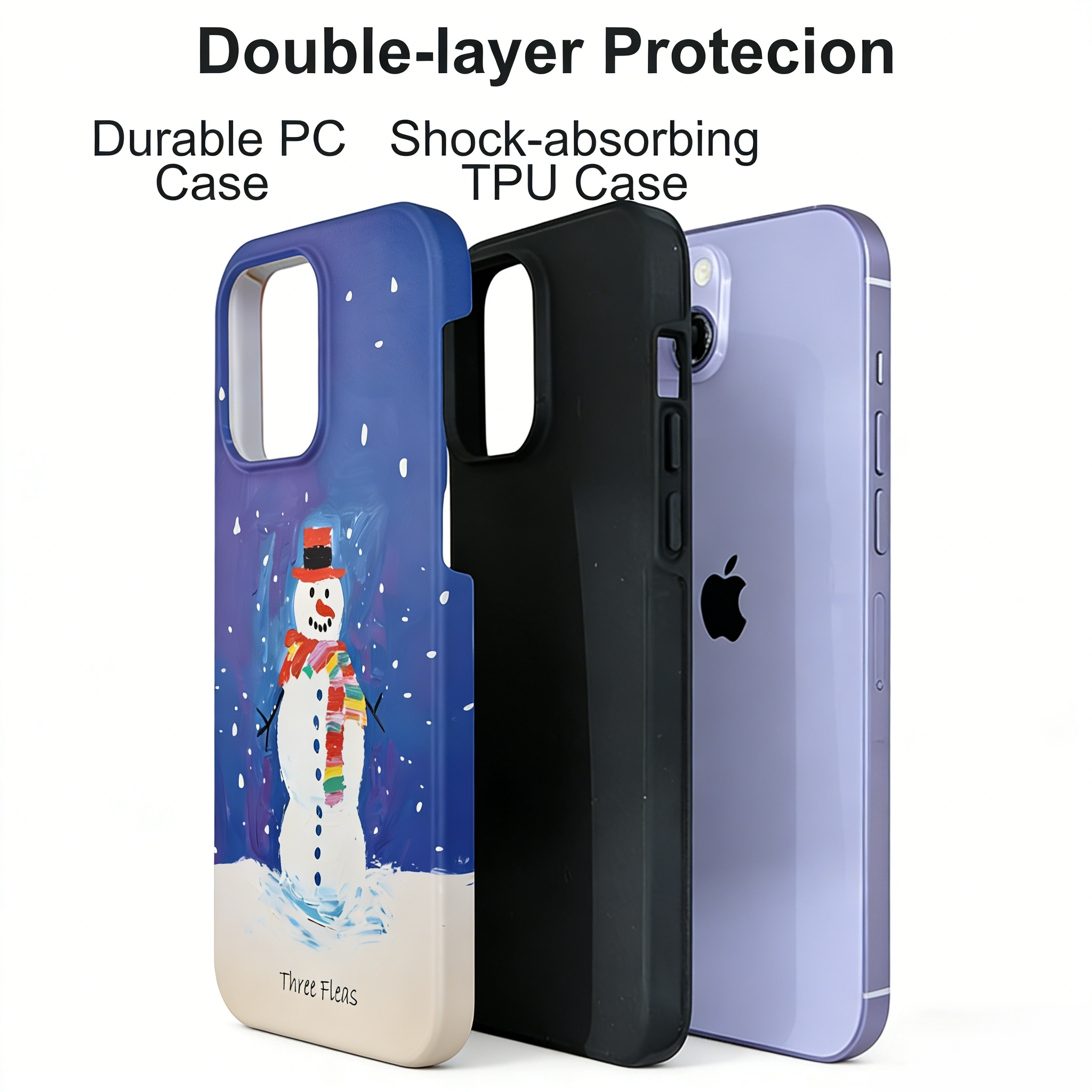 Artistic Purple Snowman Phone Case Double-layer Film Print