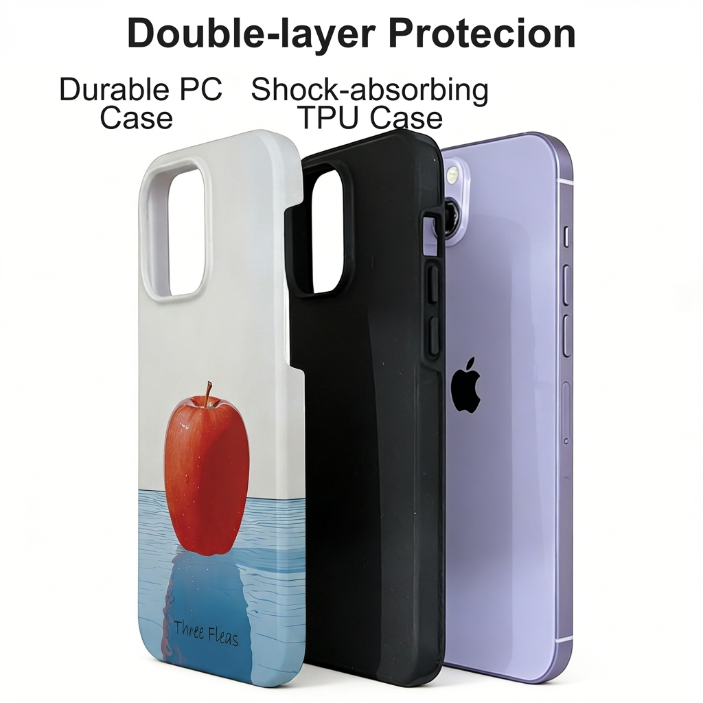 Surrealist Red Apple & Ocean Phone Case Double-layer Film Print