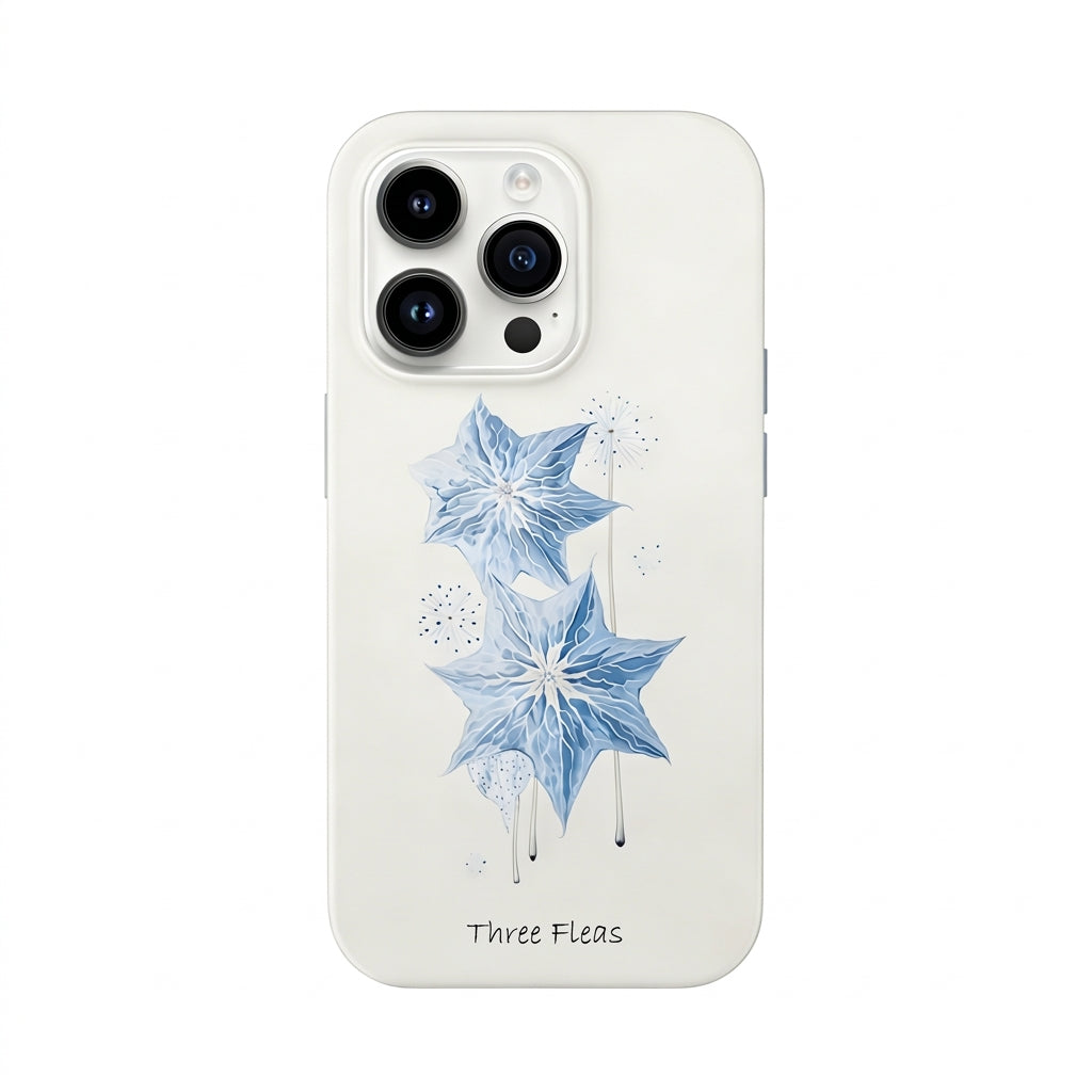 Artistic Celestial Blue Starflower Phone Case Double-layer Film Print
