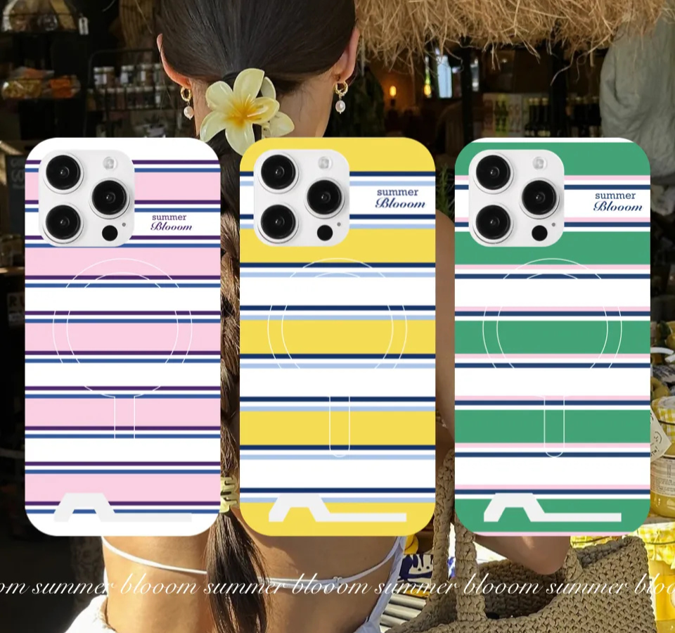 Vacation Aesthetic Striped Card Slot Phone Case - SB- IML- MagSafe