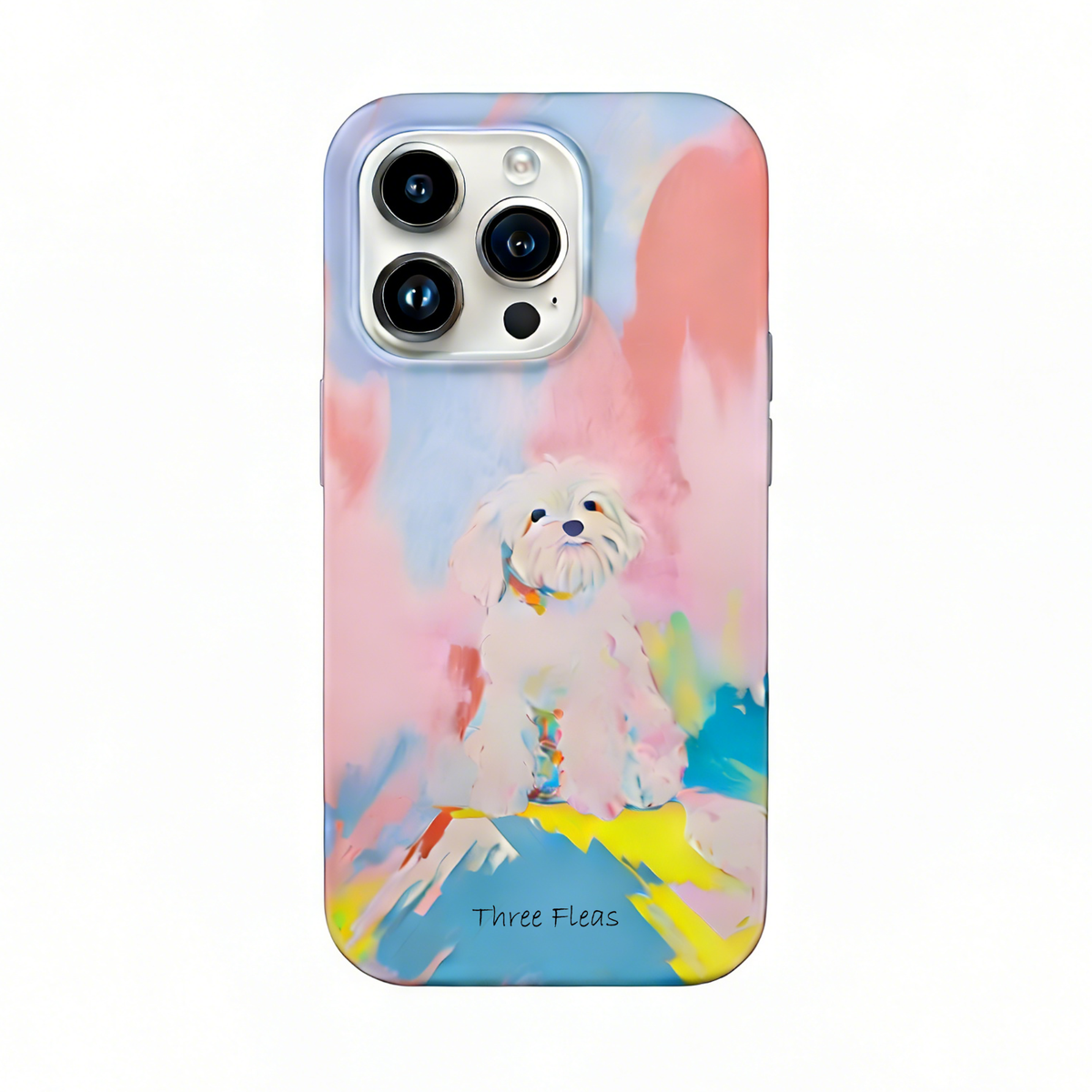 Artistic White Dog Colorful Phone Case Double-layer Film Print