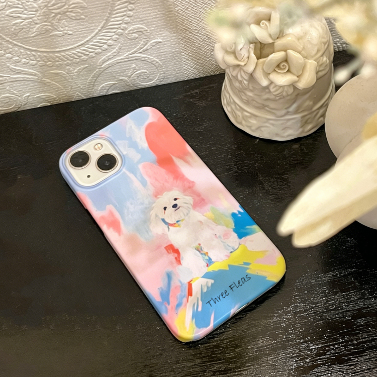 Artistic White Dog Colorful Phone Case Double-layer Film Print