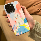 Artistic White Dog Colorful Phone Case Double-layer Film Print