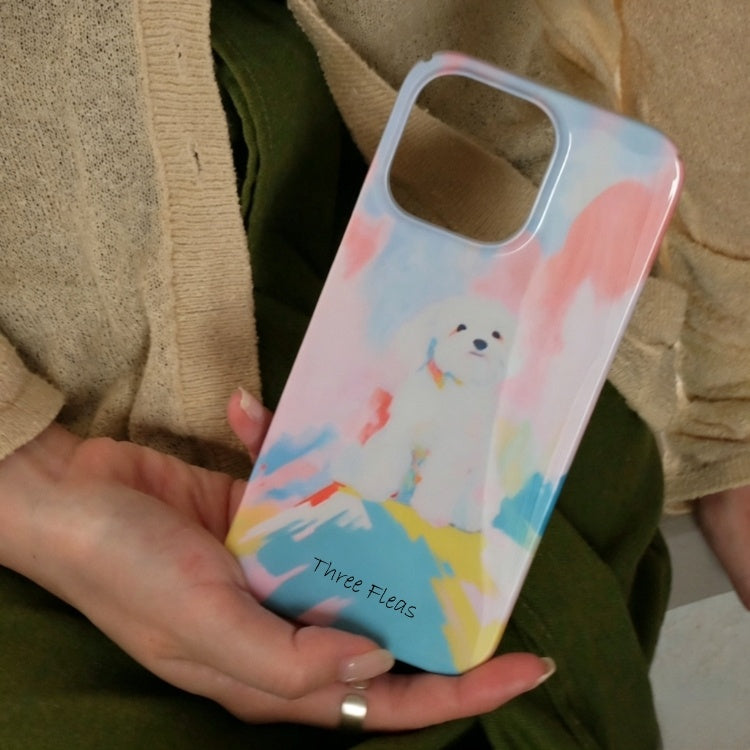 Artistic White Dog Colorful Phone Case Double-layer Film Print