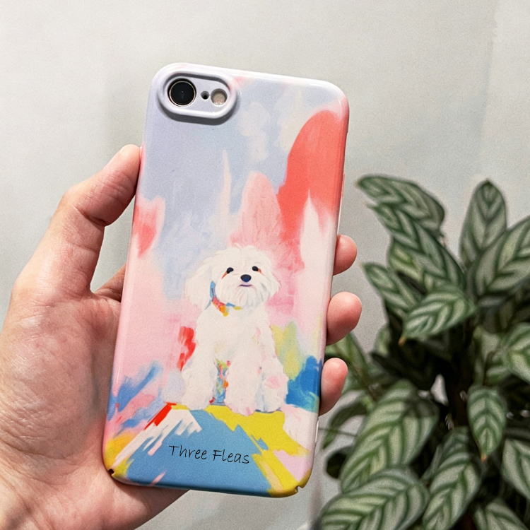 Artistic White Dog Colorful Phone Case Double-layer Film Print