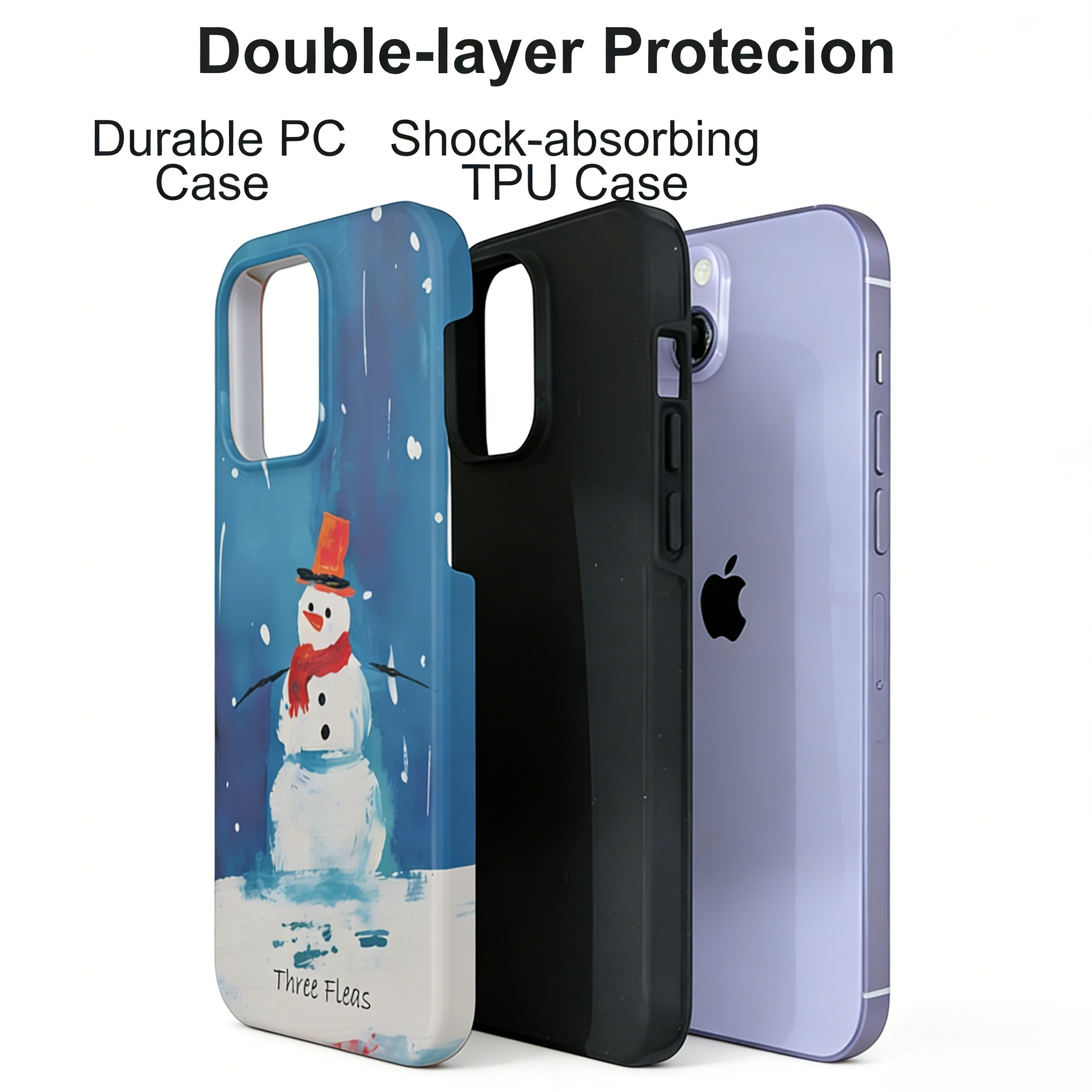 Artistic Winter Snowman Phone Case Double-layer Film Print